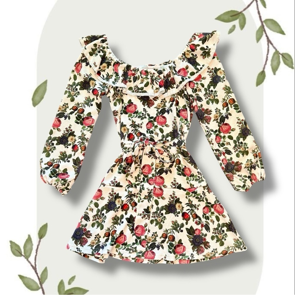 Smith & Quinn Floral Cottagecore Long Sleeve Ruffle Tie Waist Dress - Size Small